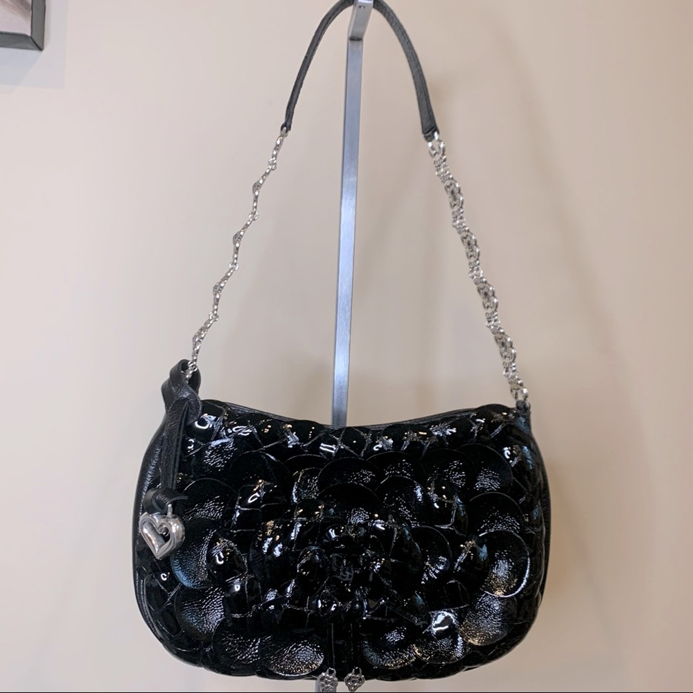 Brighton Rosalie Flower Leather Shoulder bag - Black / EUC